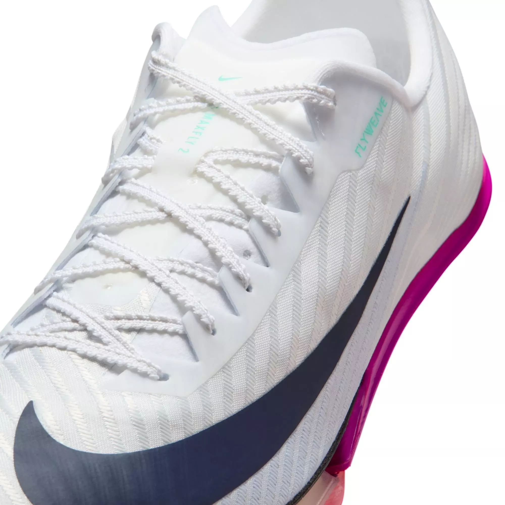 Nike Maxfly 2 Sprint "White/Obsidian/Bright Crimson/Hyper Turq" Unisex Track Spike - WHITE/NAVY/RED