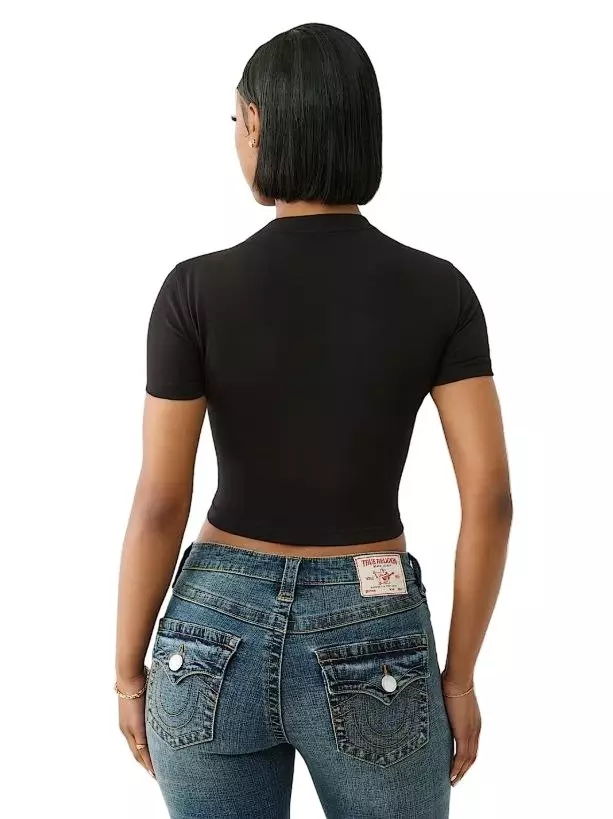 True Religion Women's Buddha Graphic Tee - Charcoal - CHARCOAL