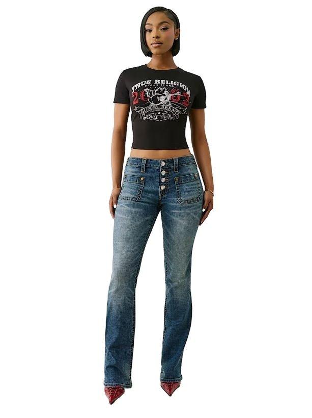 True Religion Women's Buddha Graphic Tee - Charcoal - CHARCOAL Thumbnail View 5