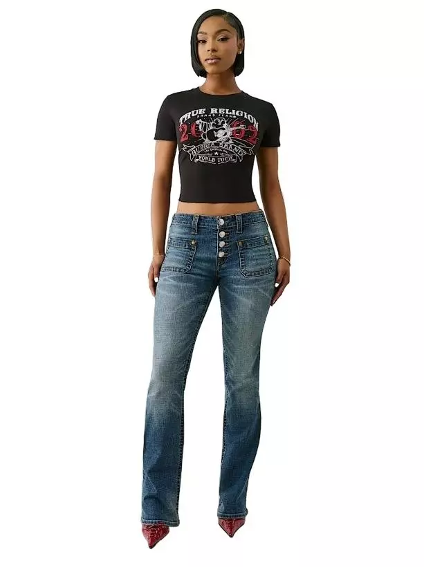 True Religion Women's Buddha Graphic Tee - Charcoal - CHARCOAL