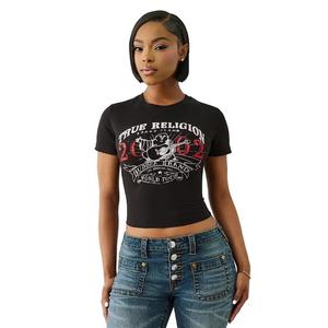 True Religion Women's Crystal Tee - White/Pink