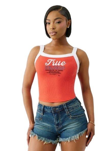 True Religion Women's Color Block Tank - Red - RED Thumbnail View 1