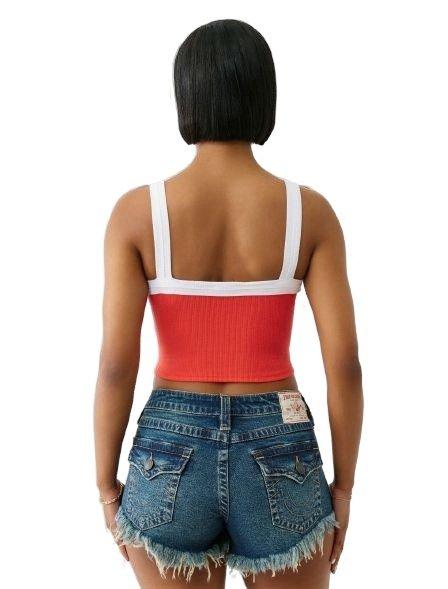 True Religion Women's Color Block Tank - Red - RED Thumbnail View 2