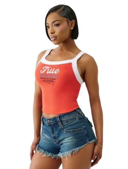 True Religion Women's Color Block Tank - Red - RED Thumbnail View 3