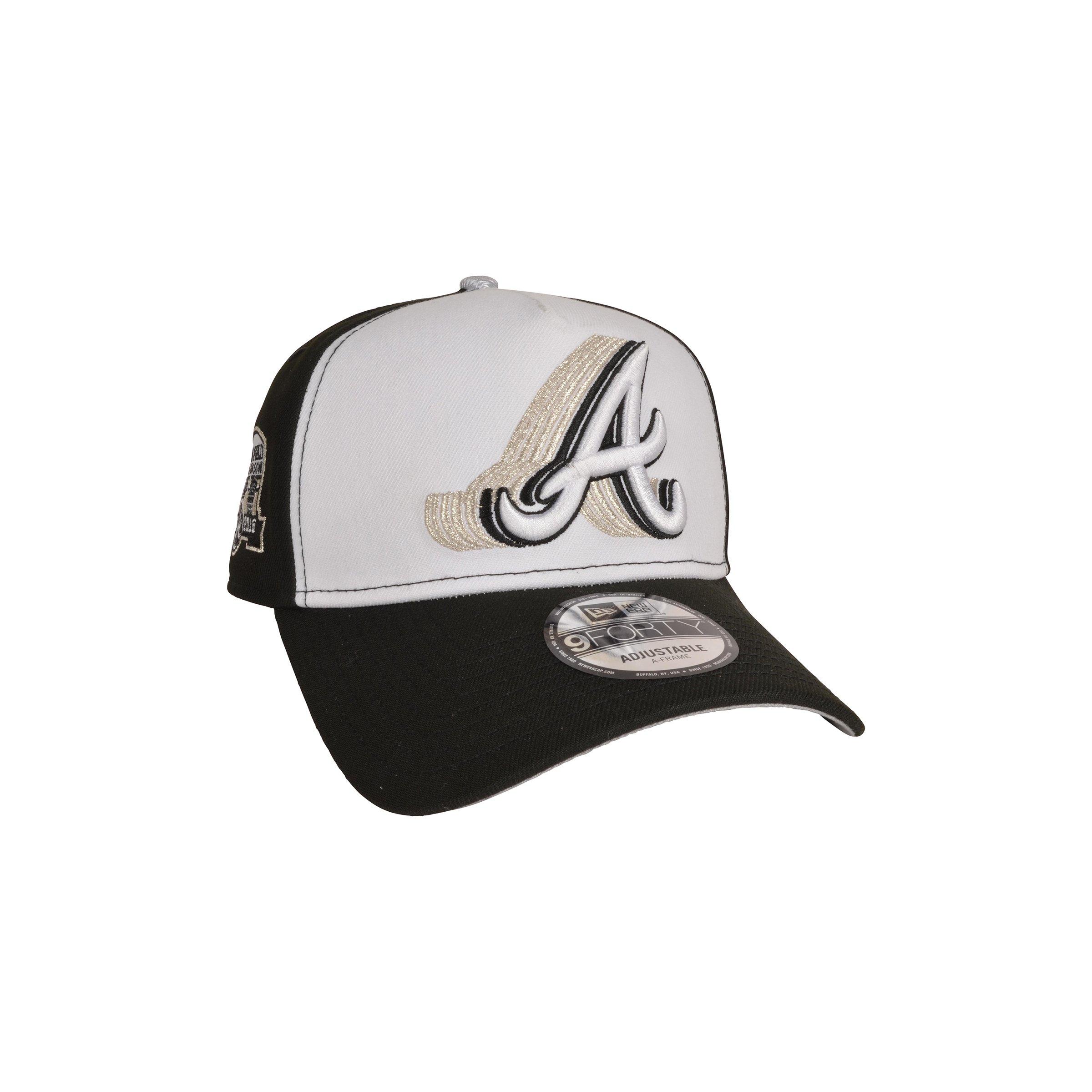 New Era Atlanta Braves 9FORTY A-Frame Snapback Hat-Black/White/Silver