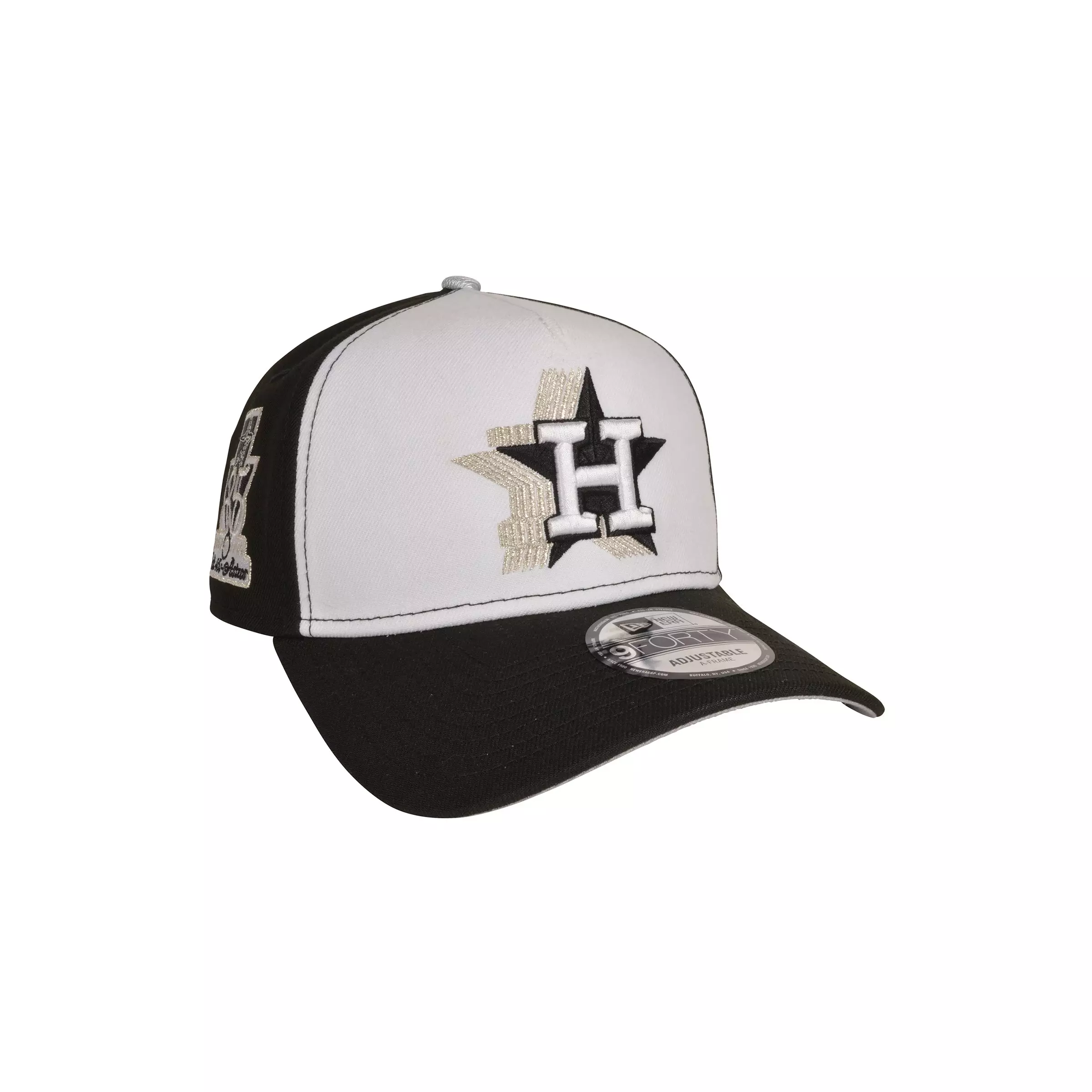 New Era Houston Astros 9FORTY A-Frame Snapback Hat-Black/White/Silver - WHITE/BLACK/SILVER