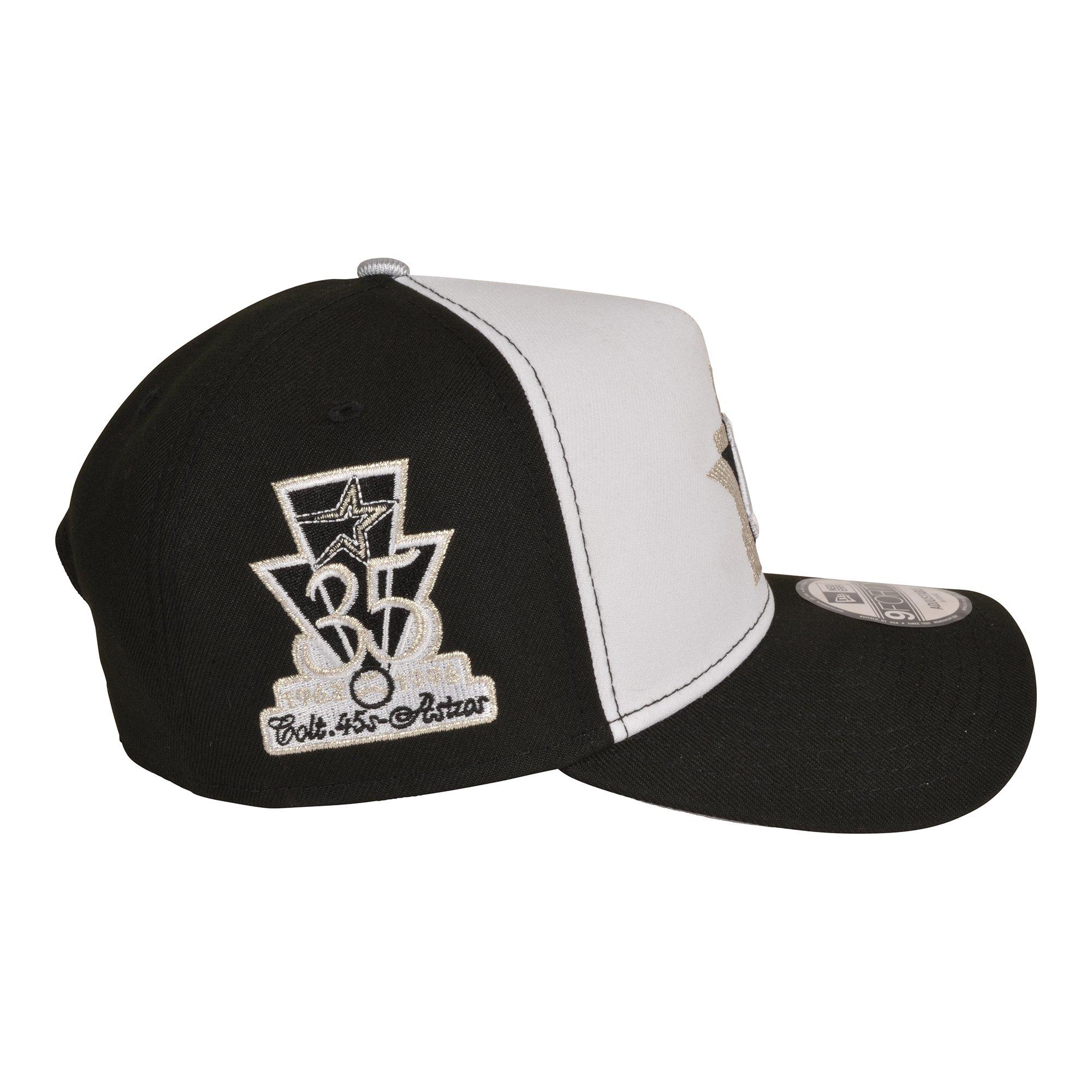 New Era Houston Astros 9FORTY A-Frame Snapback Hat-Black/White/Silver
