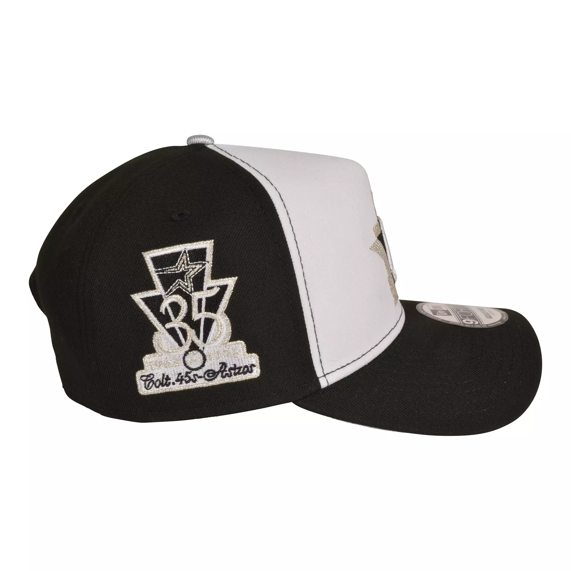 New Era Houston Astros 9FORTY A-Frame Snapback Hat-Black/White/Silver - WHITE/BLACK/SILVER