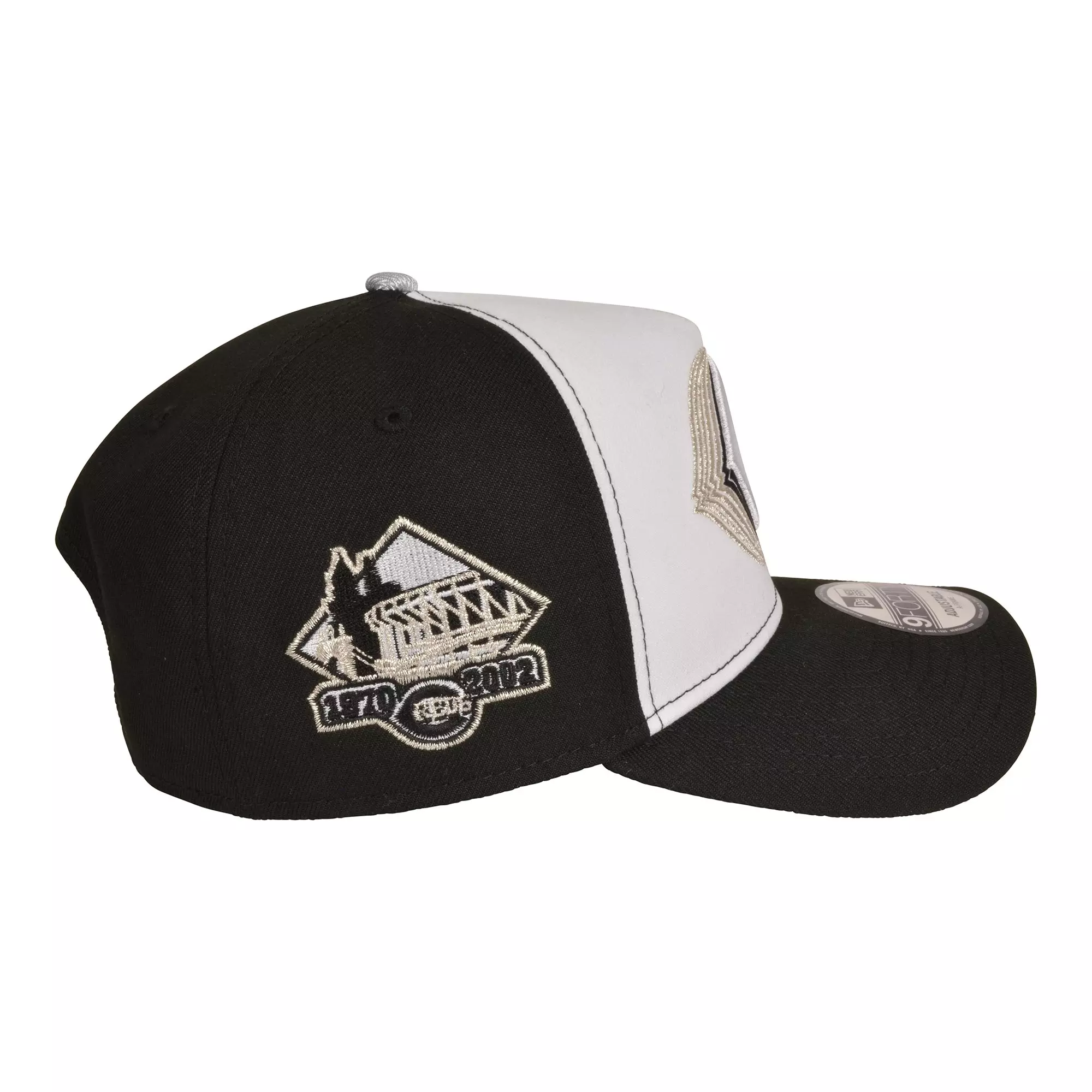 New Era Cincinnati Reds 9FORTY A-Frame Snapback Hat-Black/White/Silver - WHITE/BLACK/SILVER