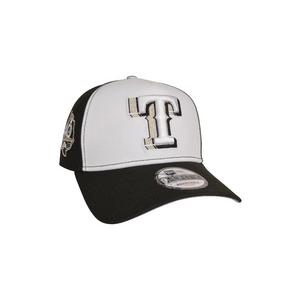 New Era Texas Rangers 9FORTY A-Frame Snapback Hat-Black/White/Silver