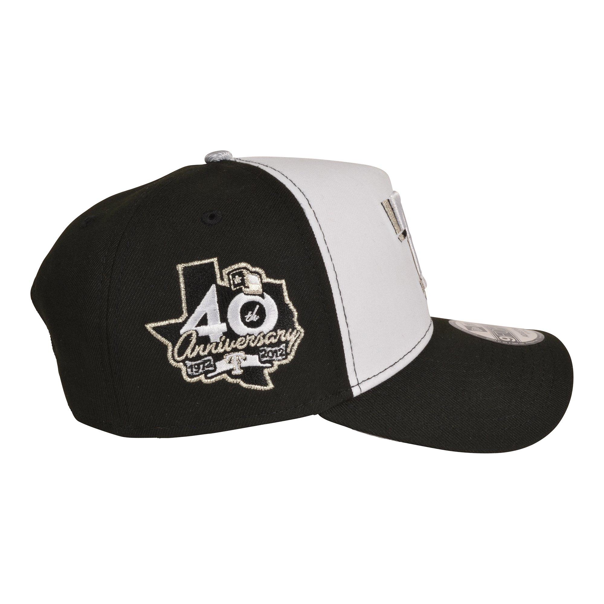 New Era Texas Rangers 9FORTY A-Frame Snapback Hat-Black/White/Silver
