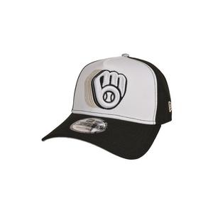 New Era Milwaukee Brewers 9FORTY A-Frame Snapback Hat-Black/White/Silver