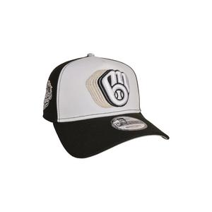 New Era Milwaukee Brewers 9FORTY A-Frame Snapback Hat-Black/White/Silver
