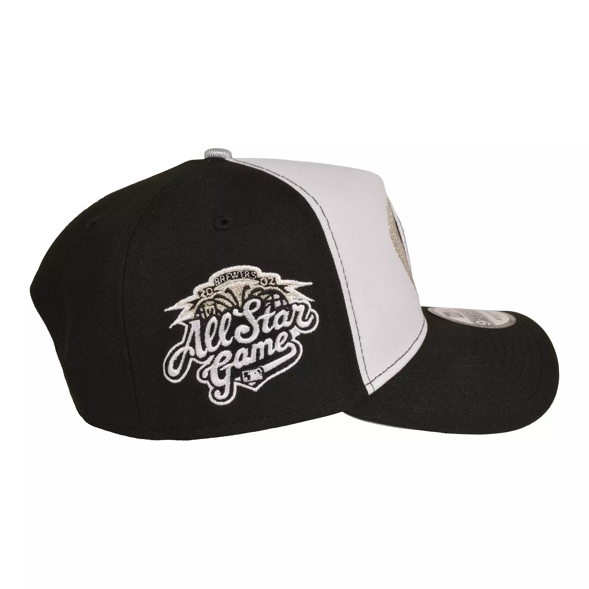 New Era Milwaukee Brewers 9FORTY A-Frame Snapback Hat-Black/White/Silver - WHITE/BLACK/SILVER