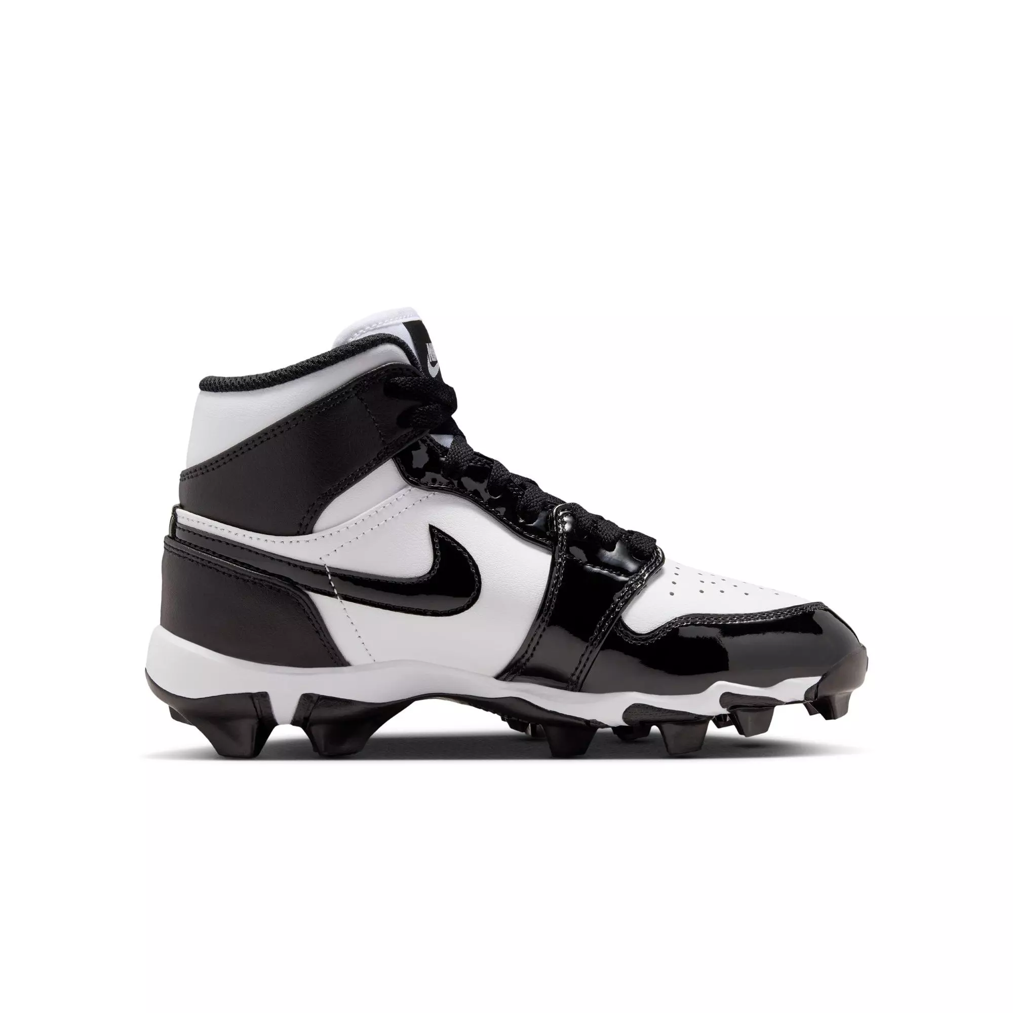 Jordan 1 Mid "White/Black" Grade School Boys' Football Cleat - WHITE/BLACK