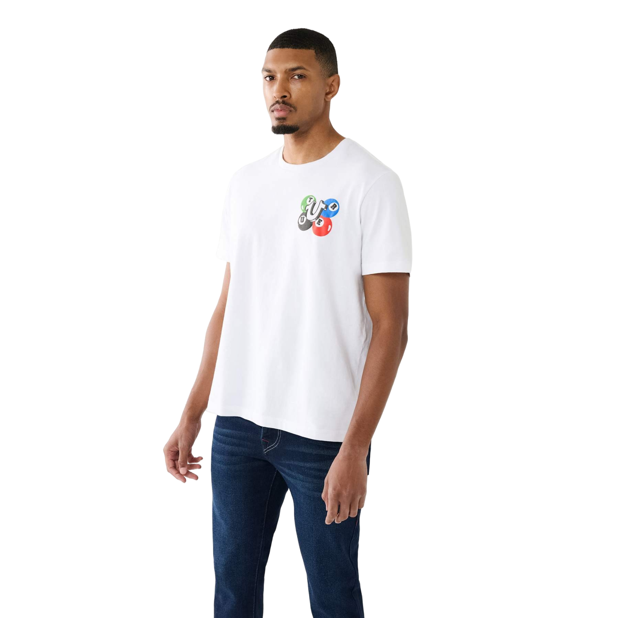 True Religion Men's Billiard Buddha Logo Tee - WHITE Thumbnail View 1