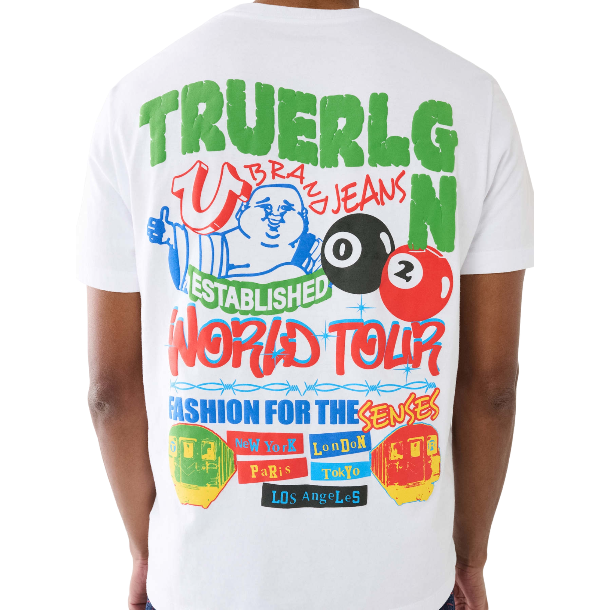 True Religion Men's Billiard Buddha Logo Tee - WHITE Thumbnail View 3
