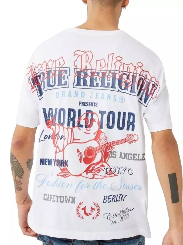 True Religion Men's Relaxed Multi Print Tee - WHITE
