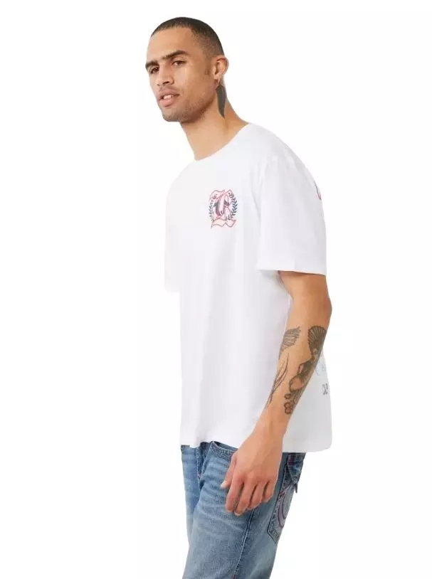 True Religion Men's Relaxed Multi Print Tee - WHITE