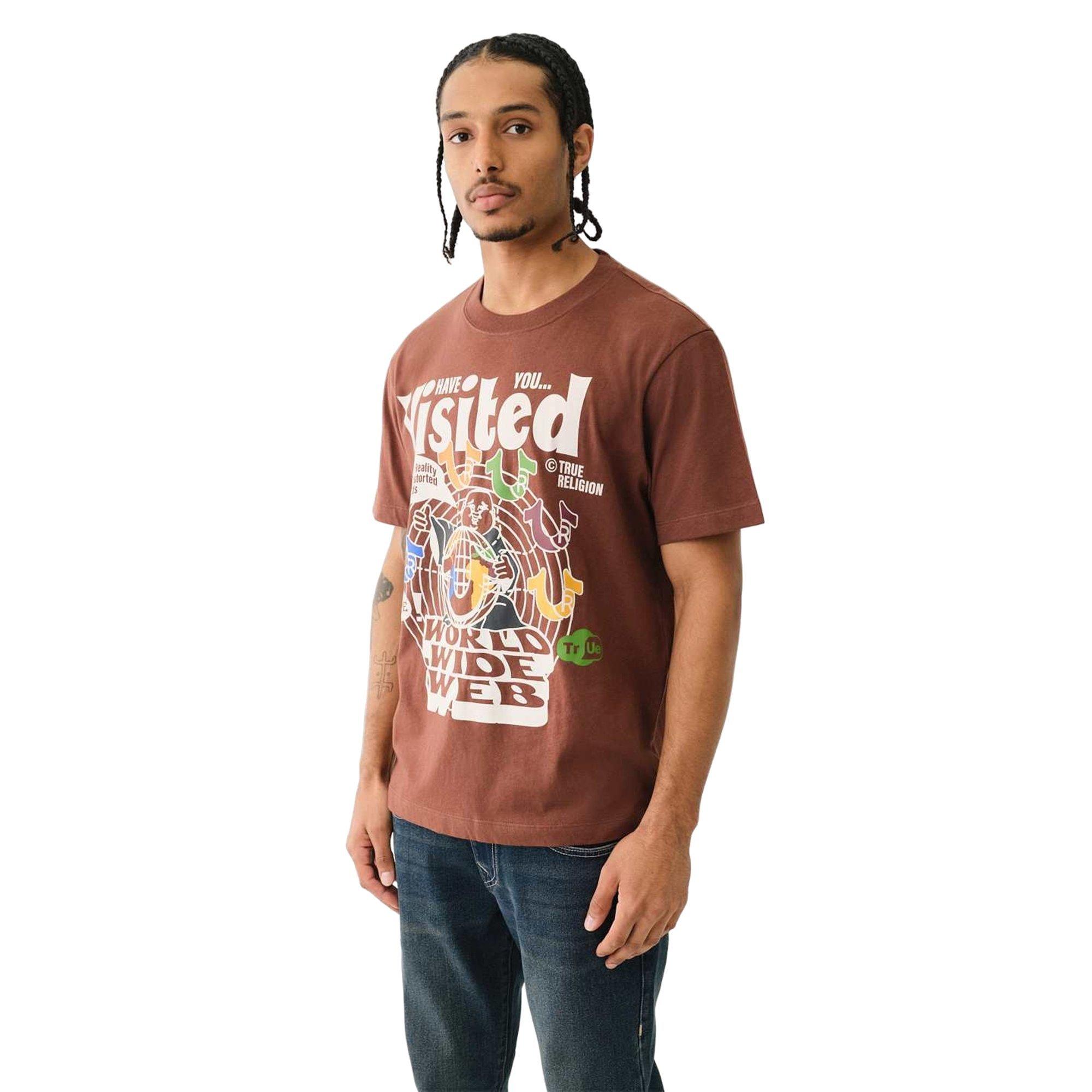 True Religion Men's Distorted Print Graphic Tee - BROWN Thumbnail View 3