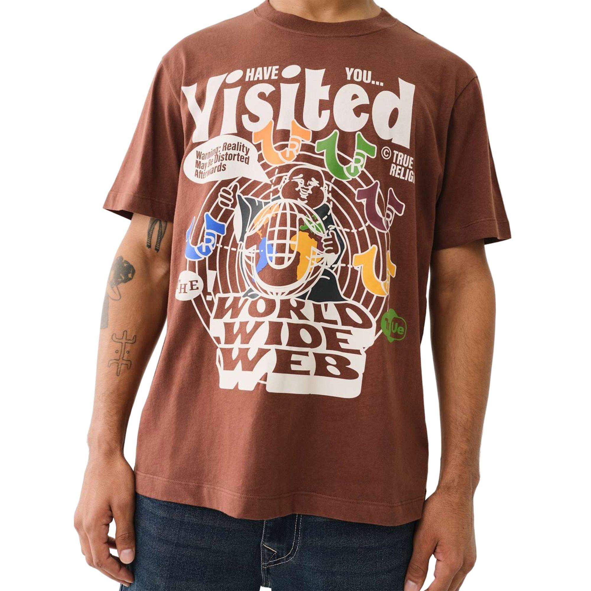 True Religion Men's Distorted Print Graphic Tee - BROWN Thumbnail View 4