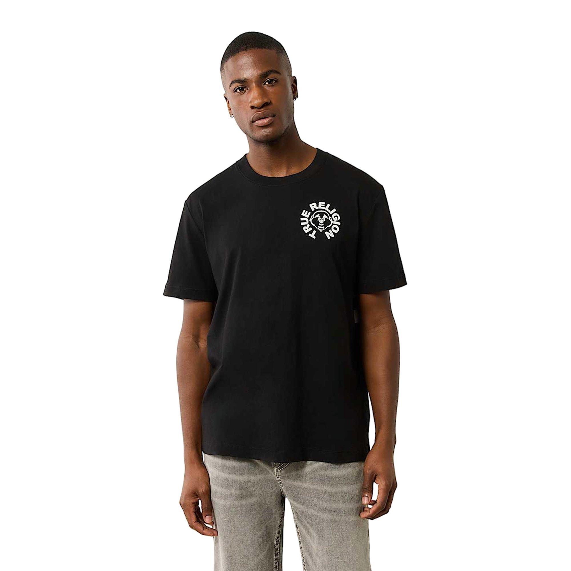 True Religion Men's Puff Print Buddha Face Tee - BLACK Thumbnail View 1