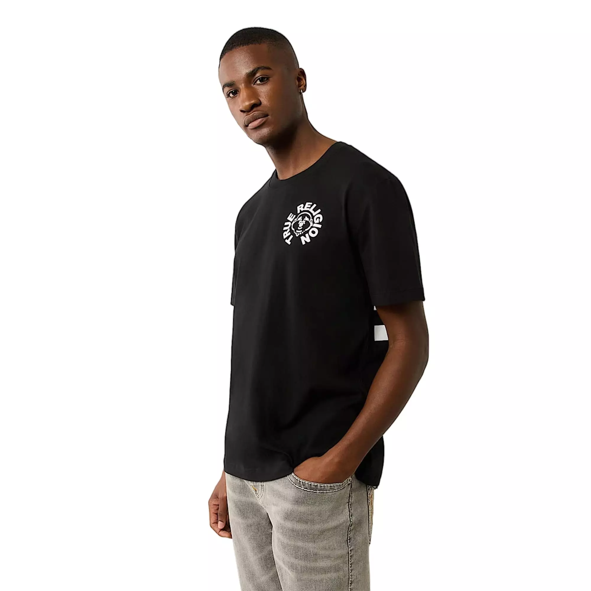 True Religion Men's Puff Print Buddha Face Tee