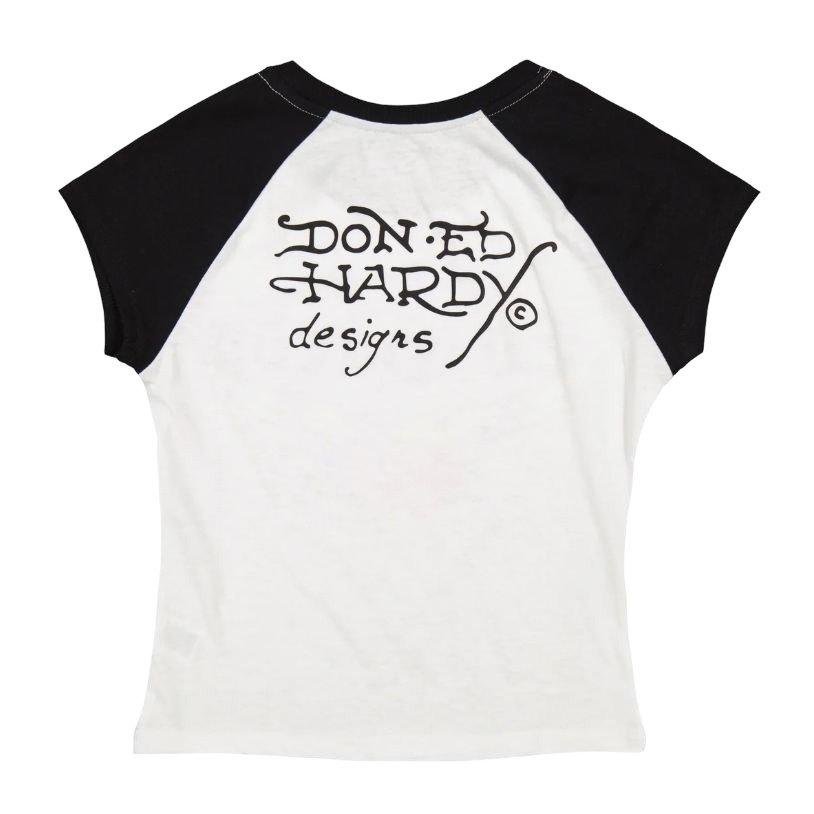 Ed Hardy Women's Heart Wings Raglan Tee - WHITE/BLACK Thumbnail View 2