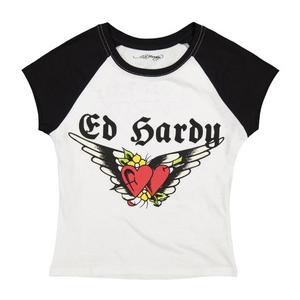 Ed Hardy Women's Heart Wings Raglan Tee