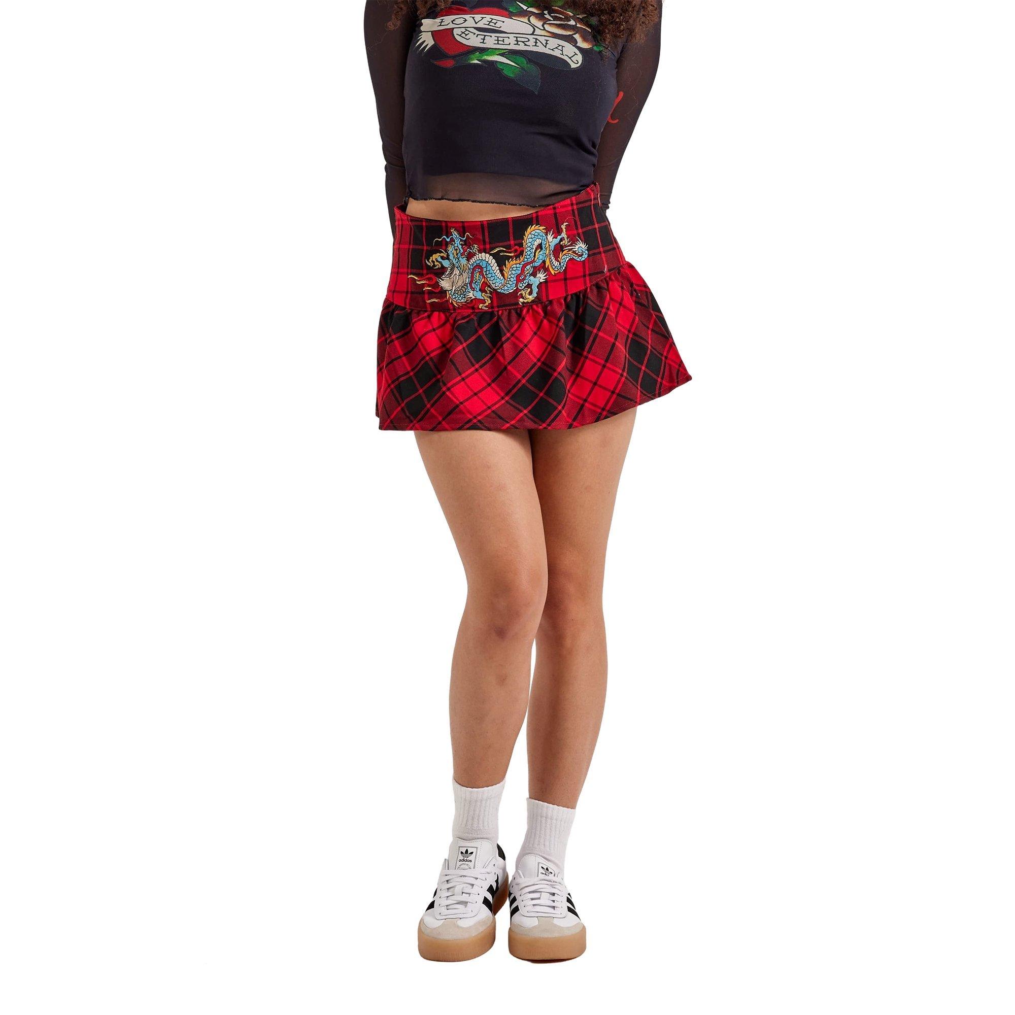 Ed Hardy Women's Plaid Dragon Skirt - RED Thumbnail View 1