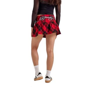 Ed Hardy Women's Plaid Dragon Skirt