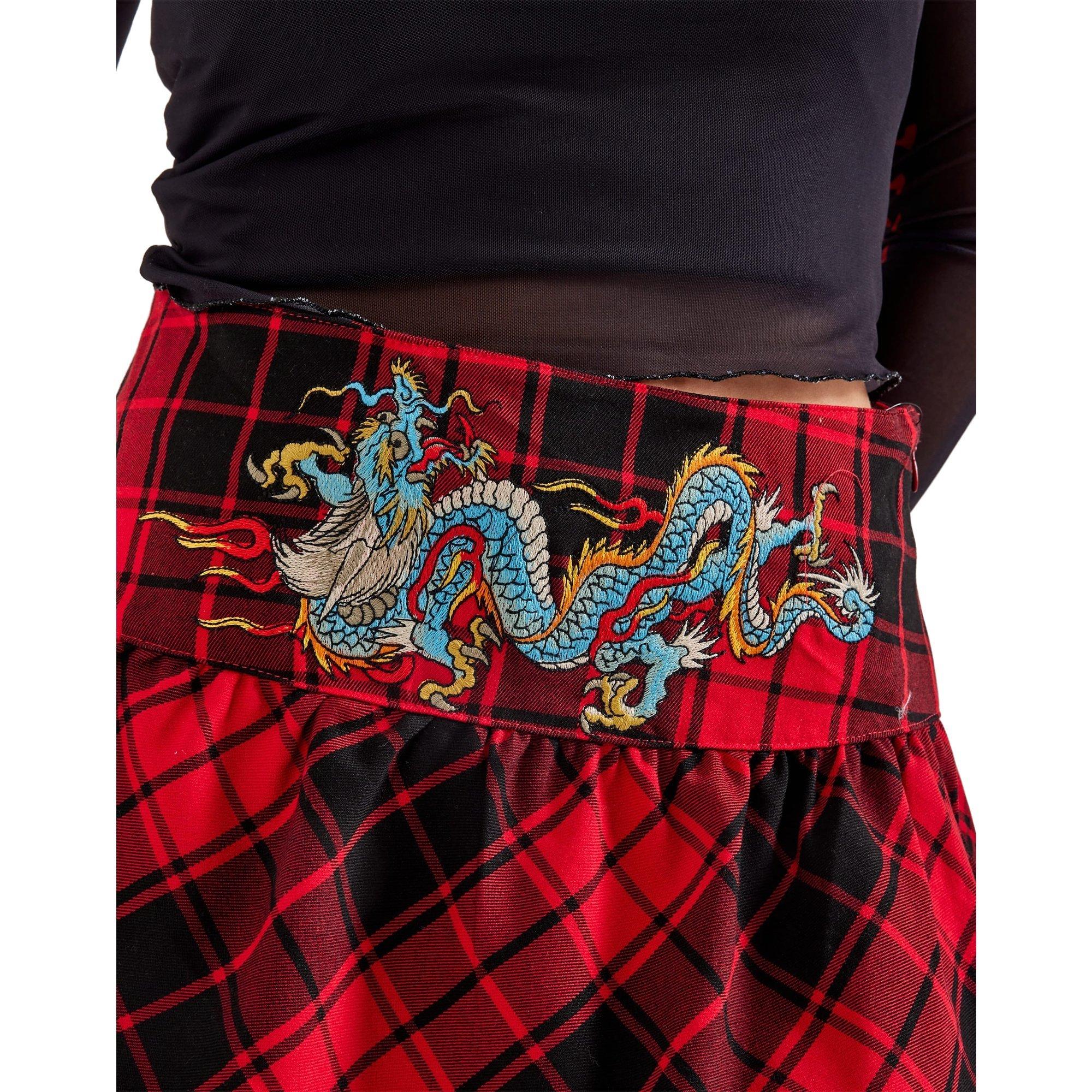 Ed Hardy Women's Plaid Dragon Skirt - RED Thumbnail View 3