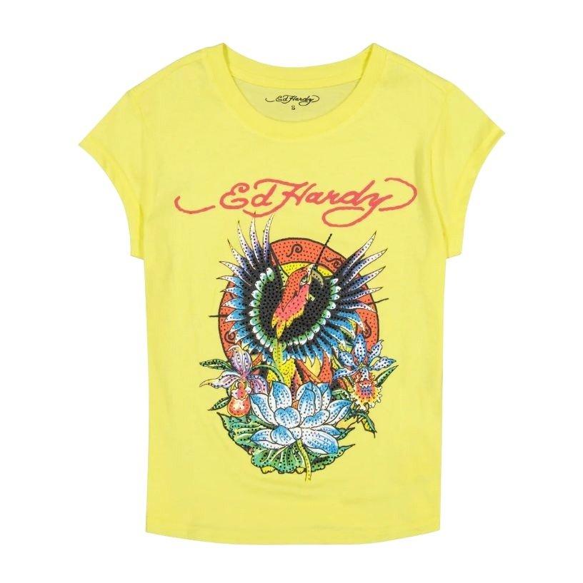 Ed Hardy Women's Phoenix Cap Sleeve Tee - Lemon - YELLOW Thumbnail View 1