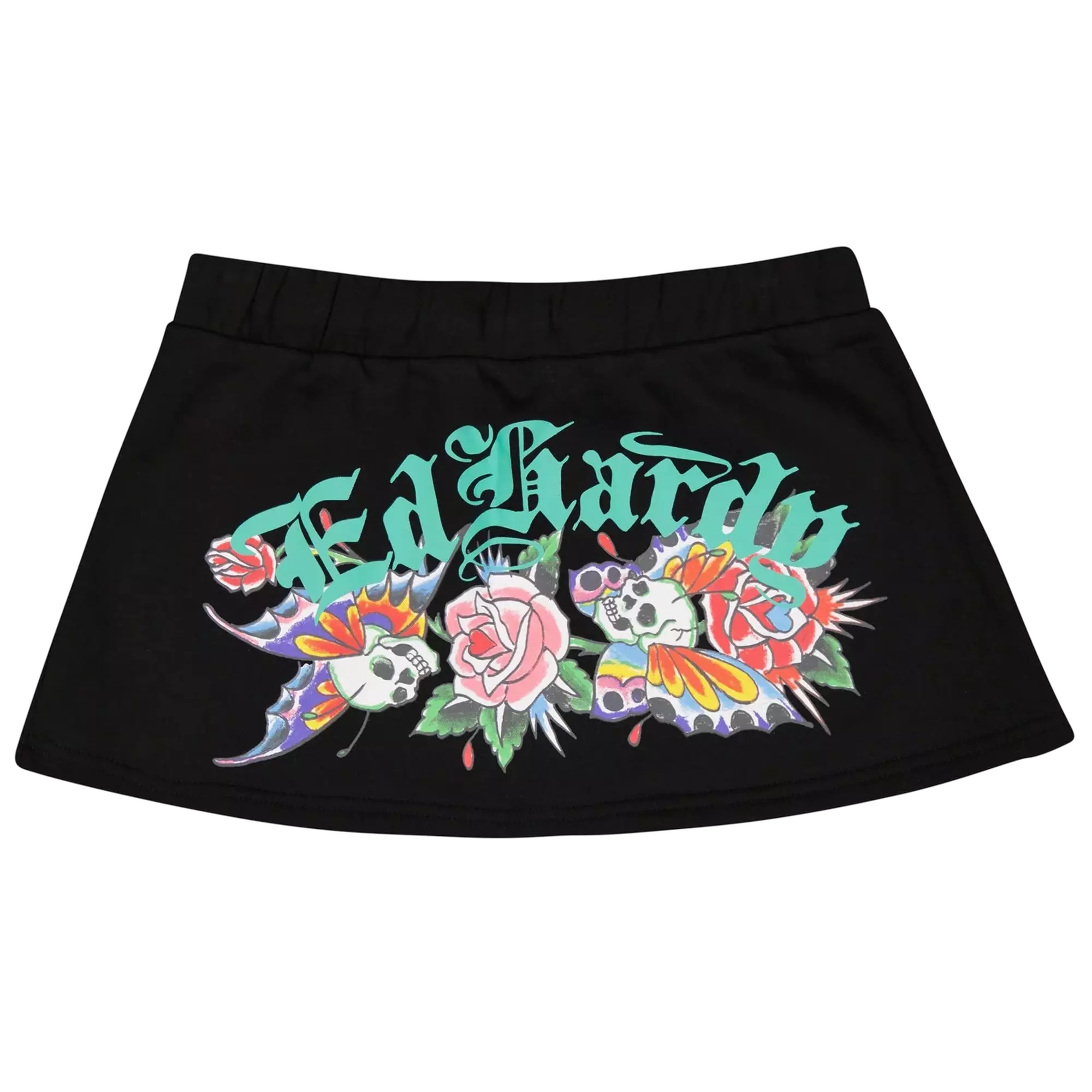 Ed Hardy Women's Skull Butterfly Fleece Skirt - BLACK