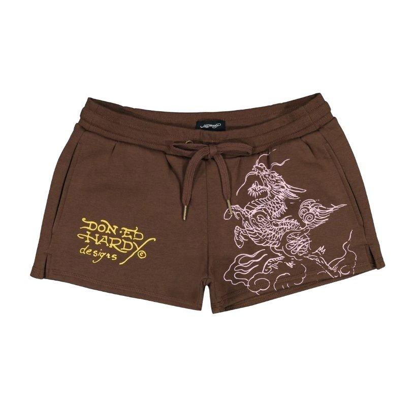 Ed Hardy Women's Tiger Mountain Fleece Shorts - BROWN Thumbnail View 1