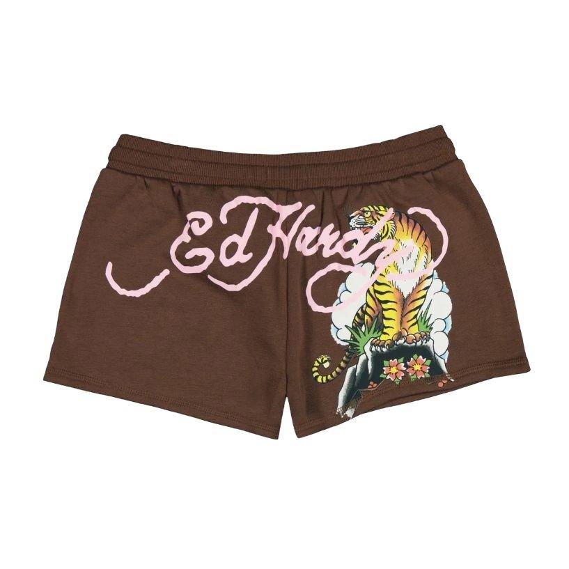 Ed Hardy Women's Tiger Mountain Fleece Shorts - BROWN Thumbnail View 2