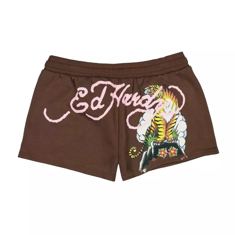 Ed Hardy Women's Tiger Mountain Fleece Shorts - BROWN