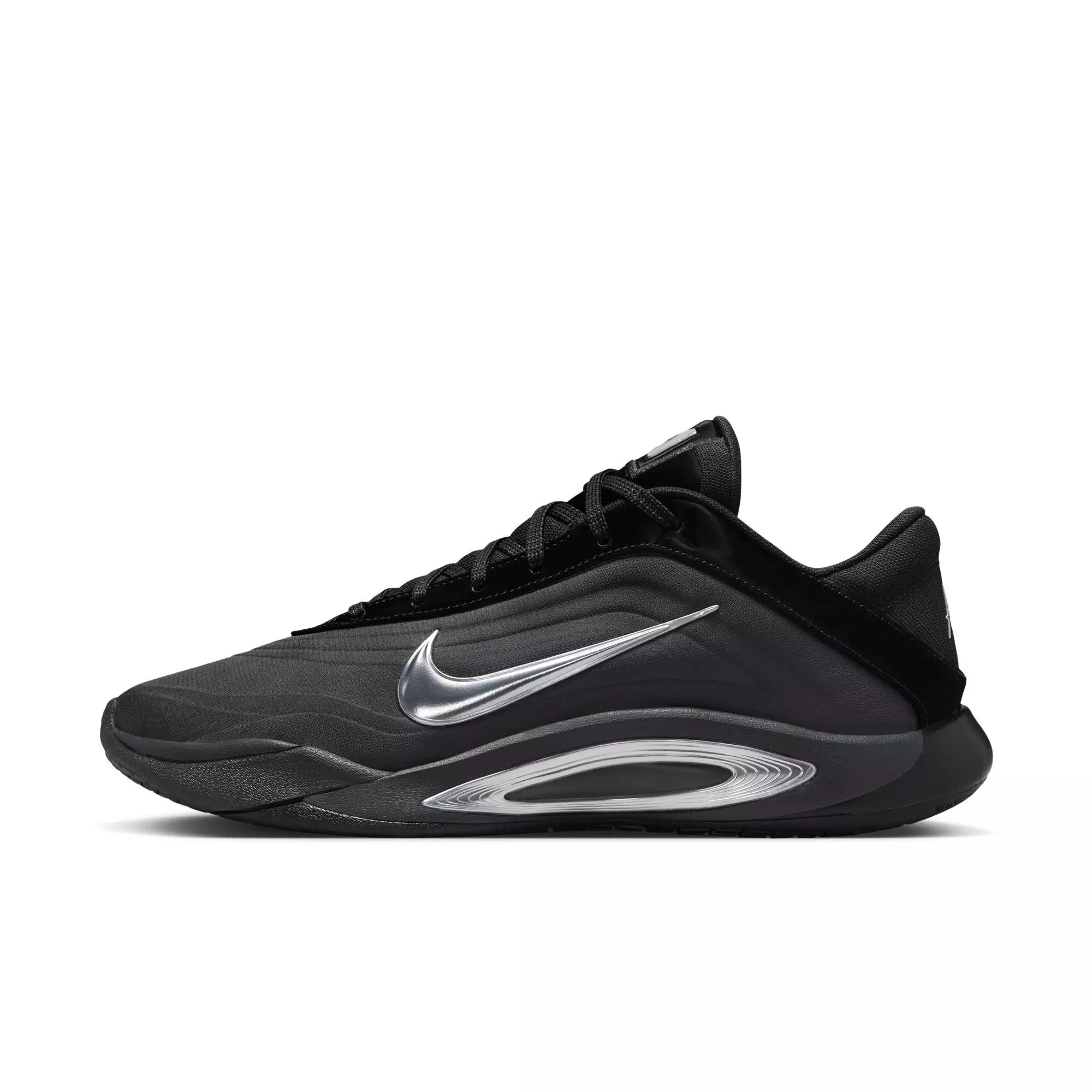 Nike A'One "Smoke Grey" Unisex Basketball Shoe - BLACK/METALLIC SILVER/SMOKE GREY
