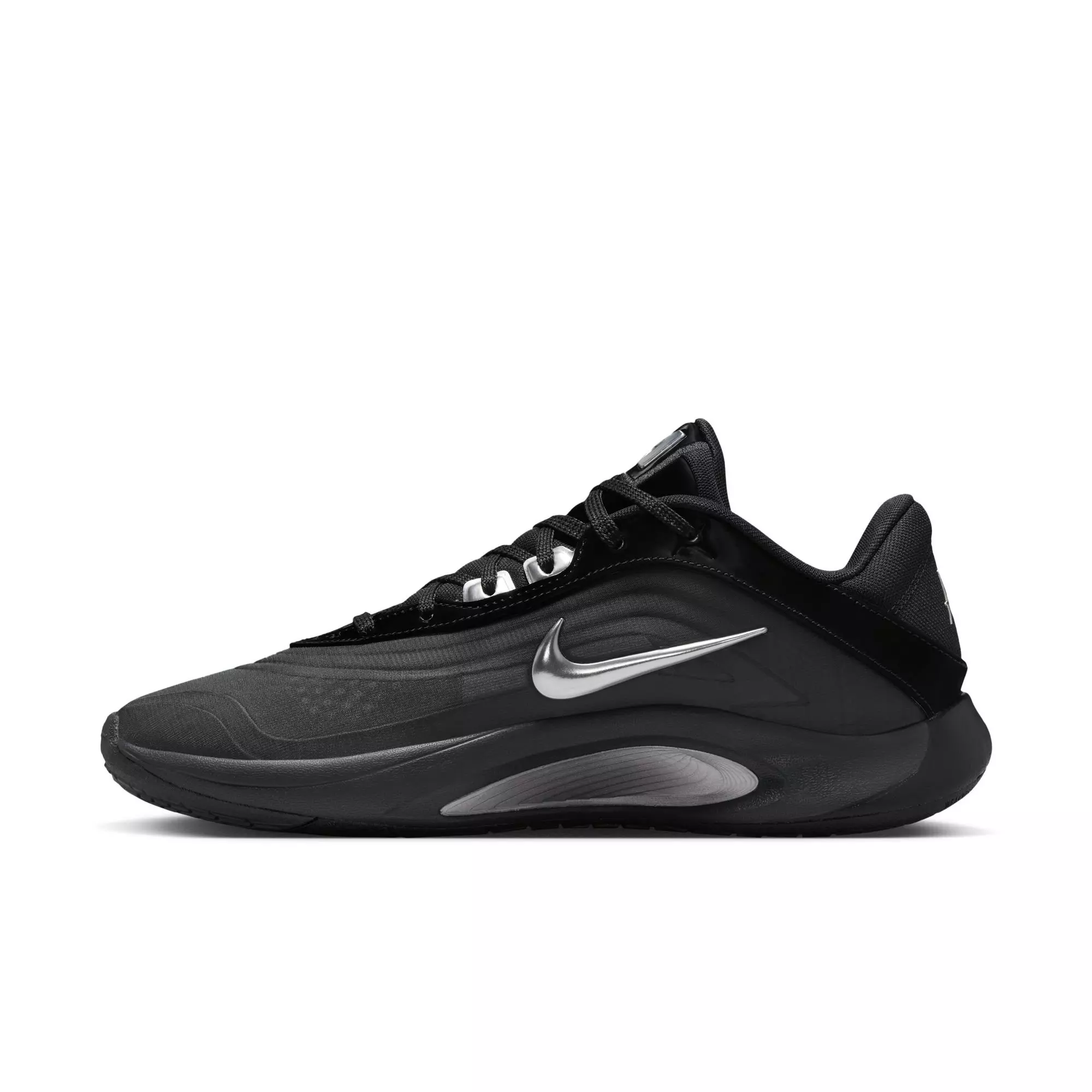 Nike A'One "Smoke Grey" Unisex Basketball Shoe - BLACK/METALLIC SILVER/SMOKE GREY