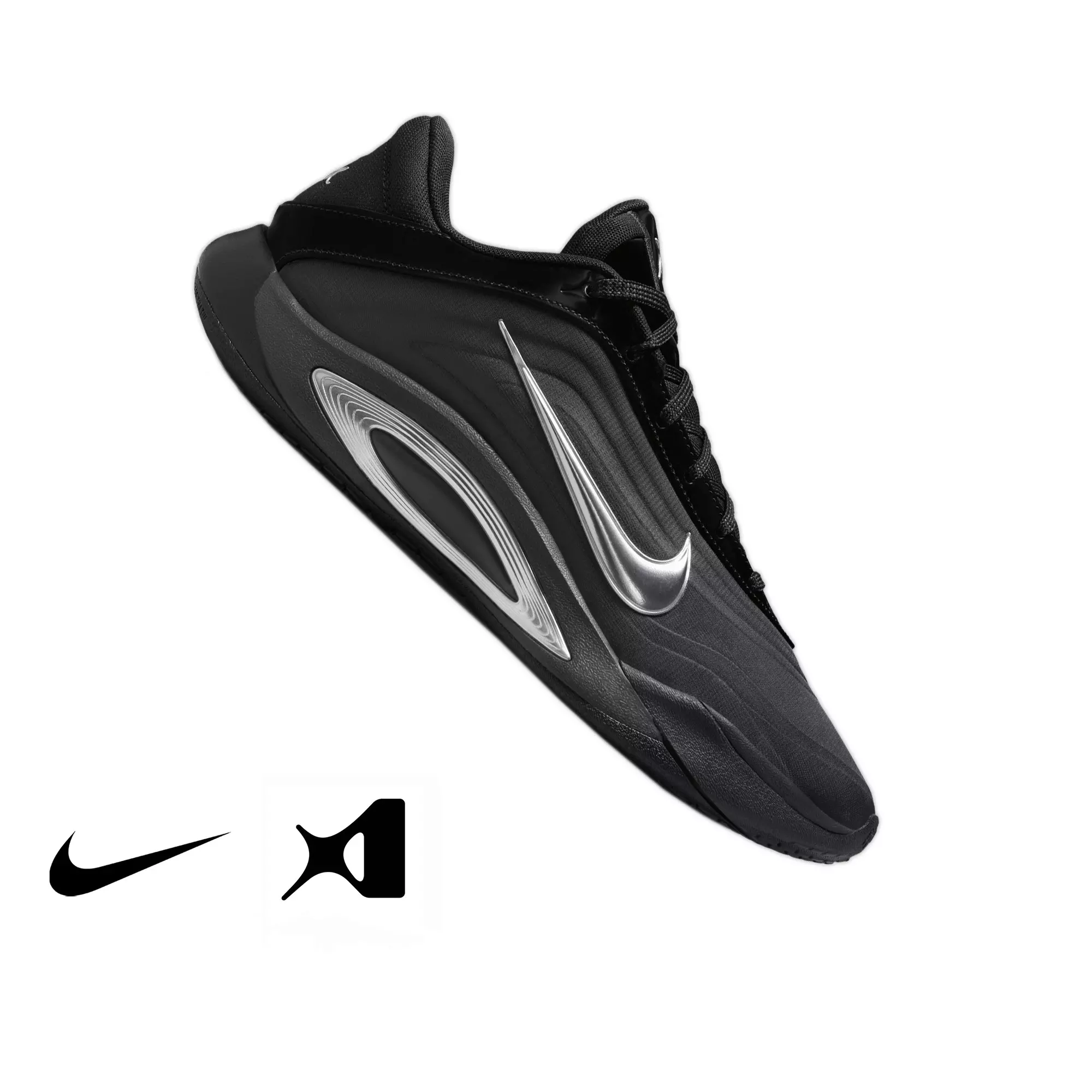 Nike A'One "Golden Dynasty" Basketball Shoe - BLACK/METALLIC SILVER/SMOKE GREY