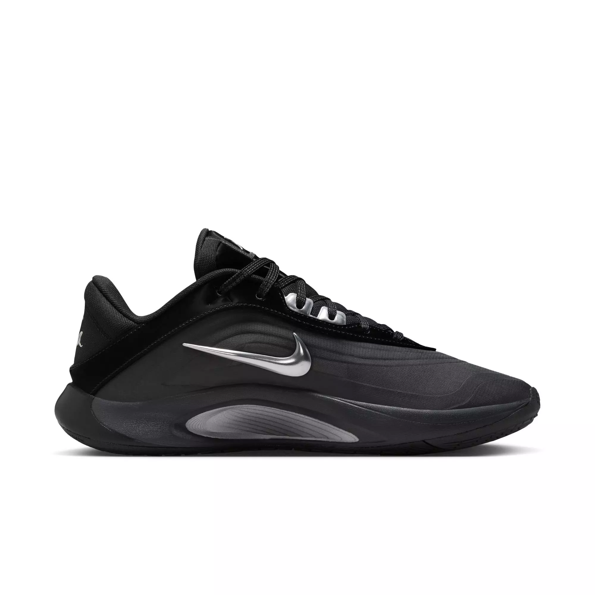 Nike A'One "Smoke Grey" Unisex Basketball Shoe - BLACK/METALLIC SILVER/SMOKE GREY