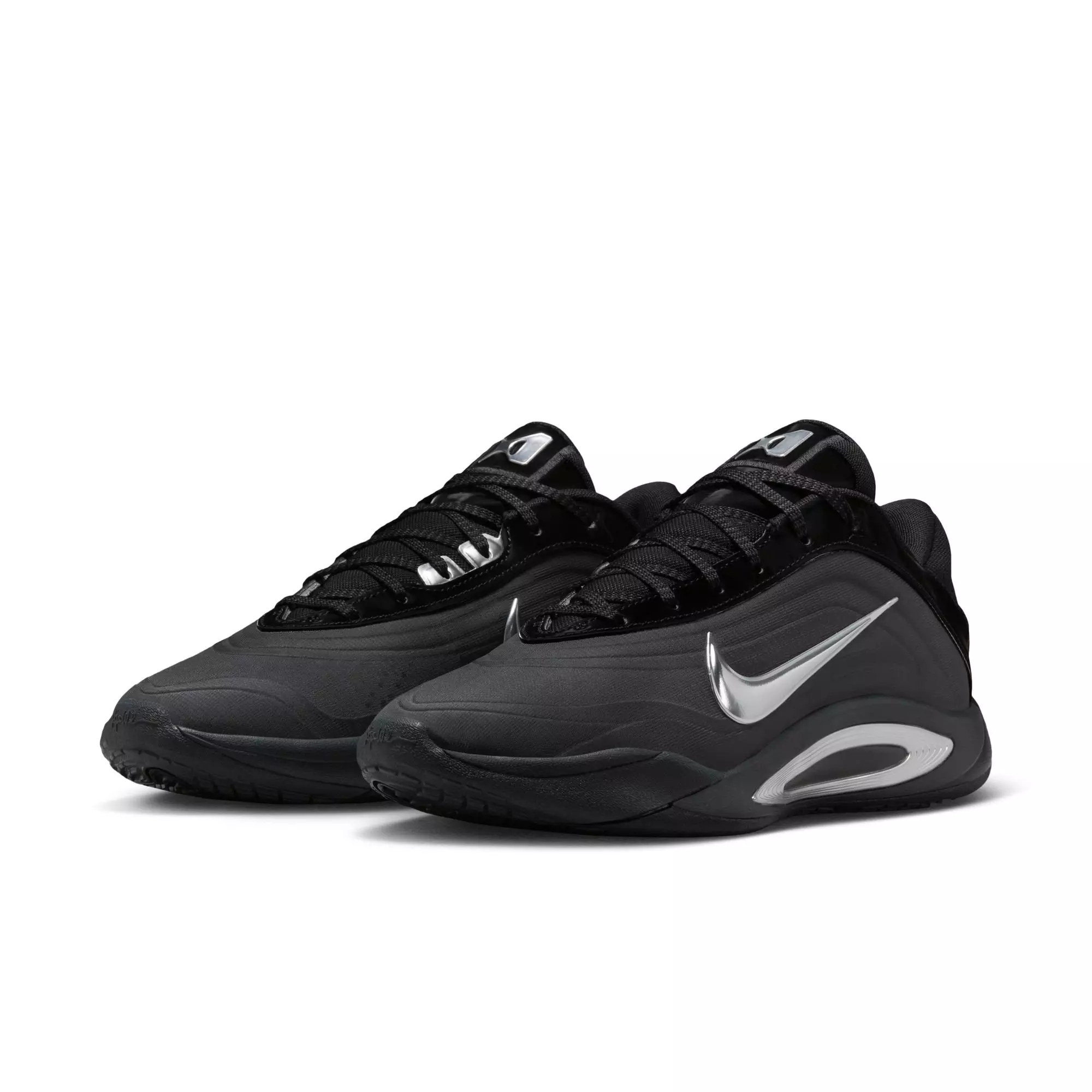 Nike A'One "Smoke Grey" Unisex Basketball Shoe - BLACK/METALLIC SILVER/SMOKE GREY
