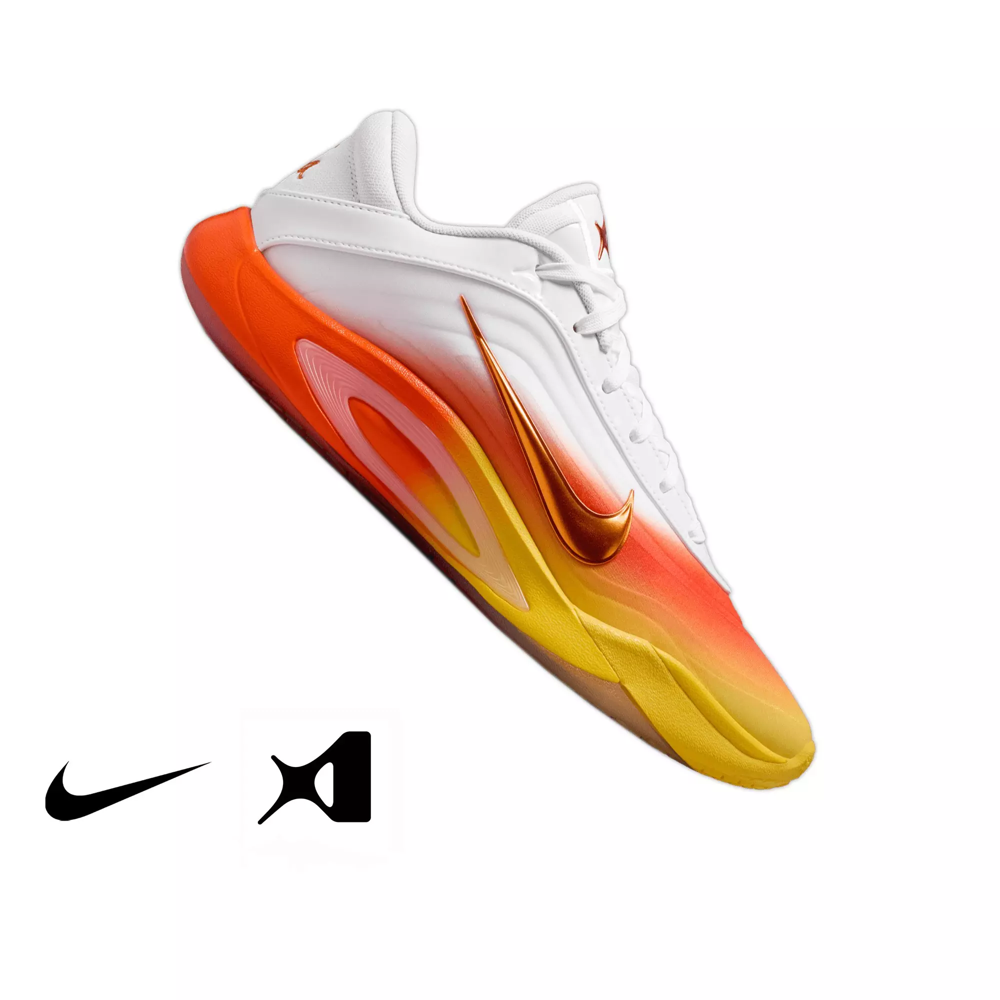 Nike A'One "Candy Corn Queen" Basketball Shoe - WHITE/SAFETY ORANGE/CHROME YELLOW