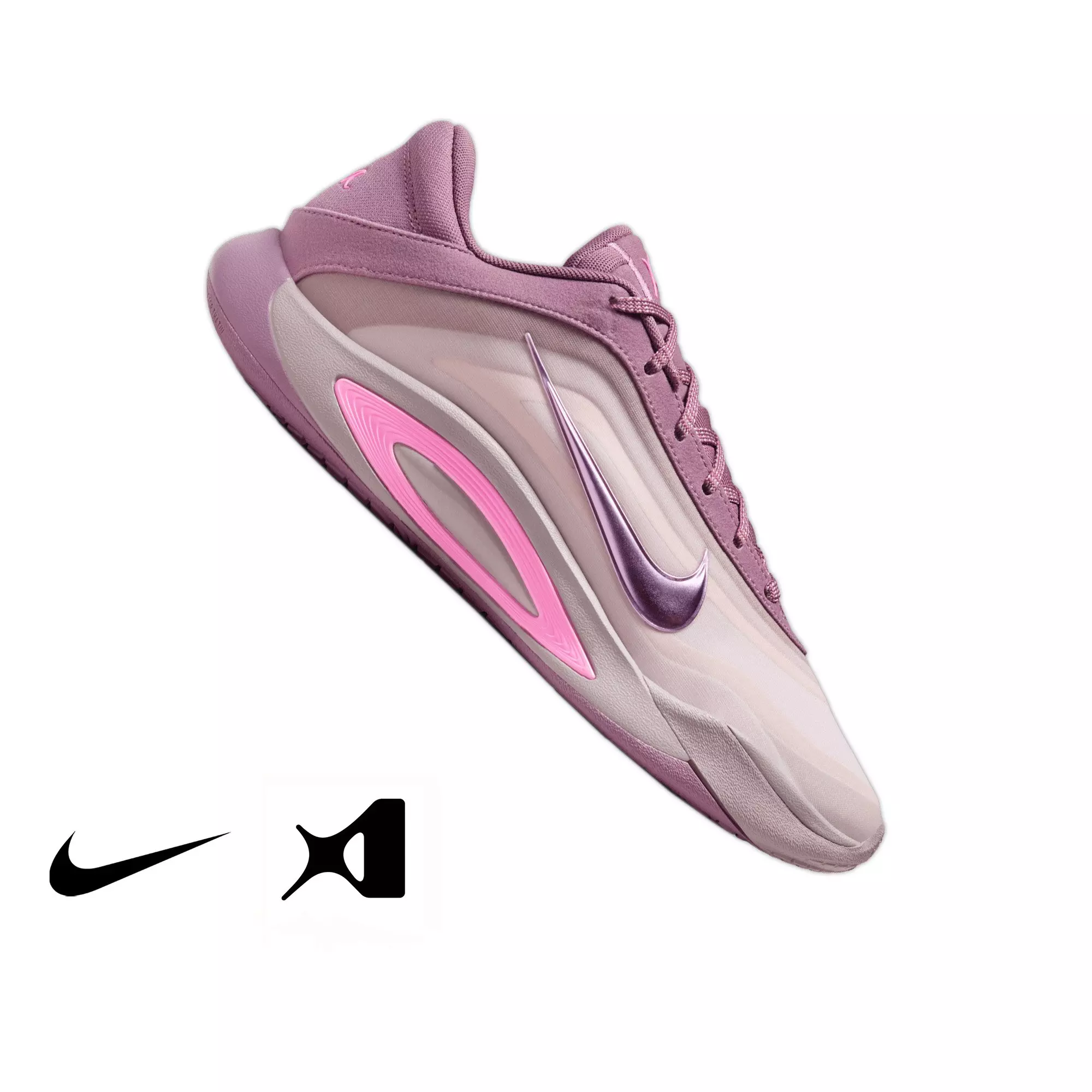 Nike A'One "Dog Mom" Basketball Shoe - VIOLET DUST/PINK SPELL/PEARL PINK