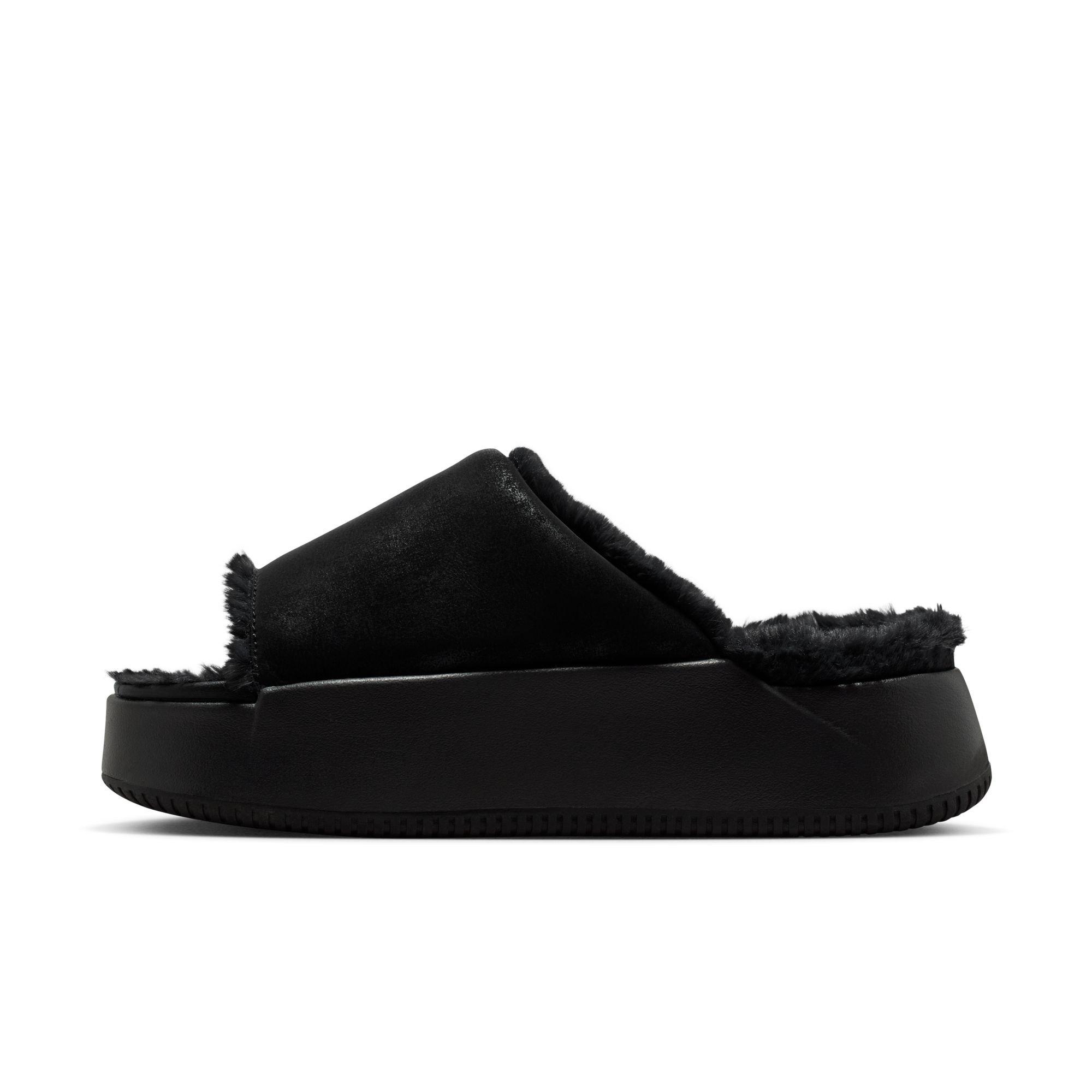 Nike Calm Elevation Fur "Black" Women's Slide - BLACK Thumbnail View 3