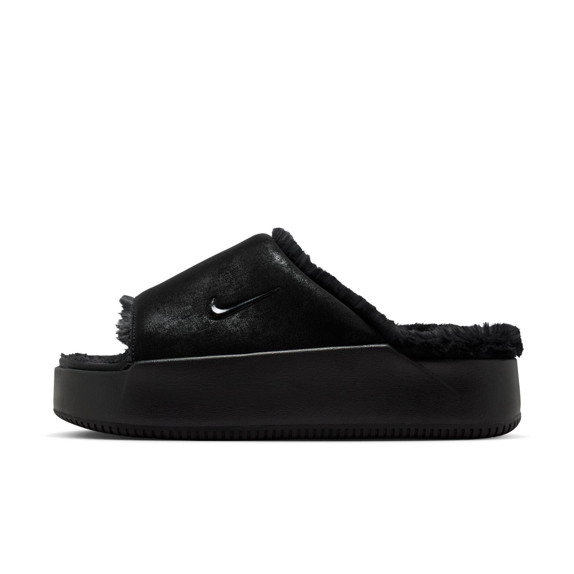 Nike Calm Elevation Fur "Black" Women's Slide - BLACK Thumbnail View 4