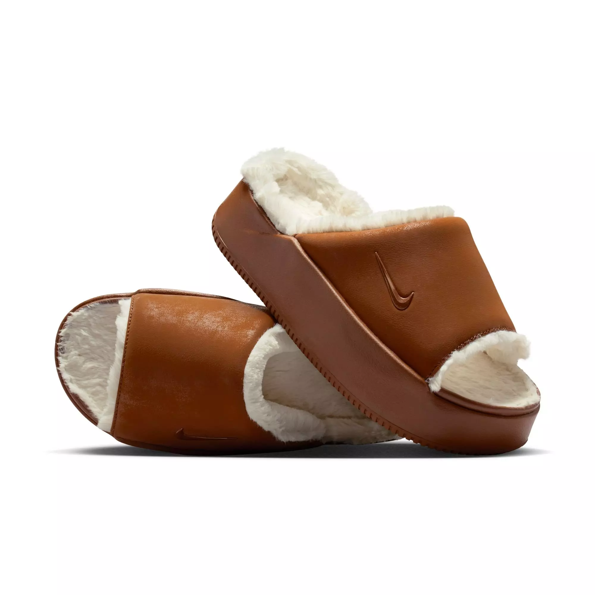 Nike Calm Elevation Fur "Lt British Tan" Women's Slide - TAN