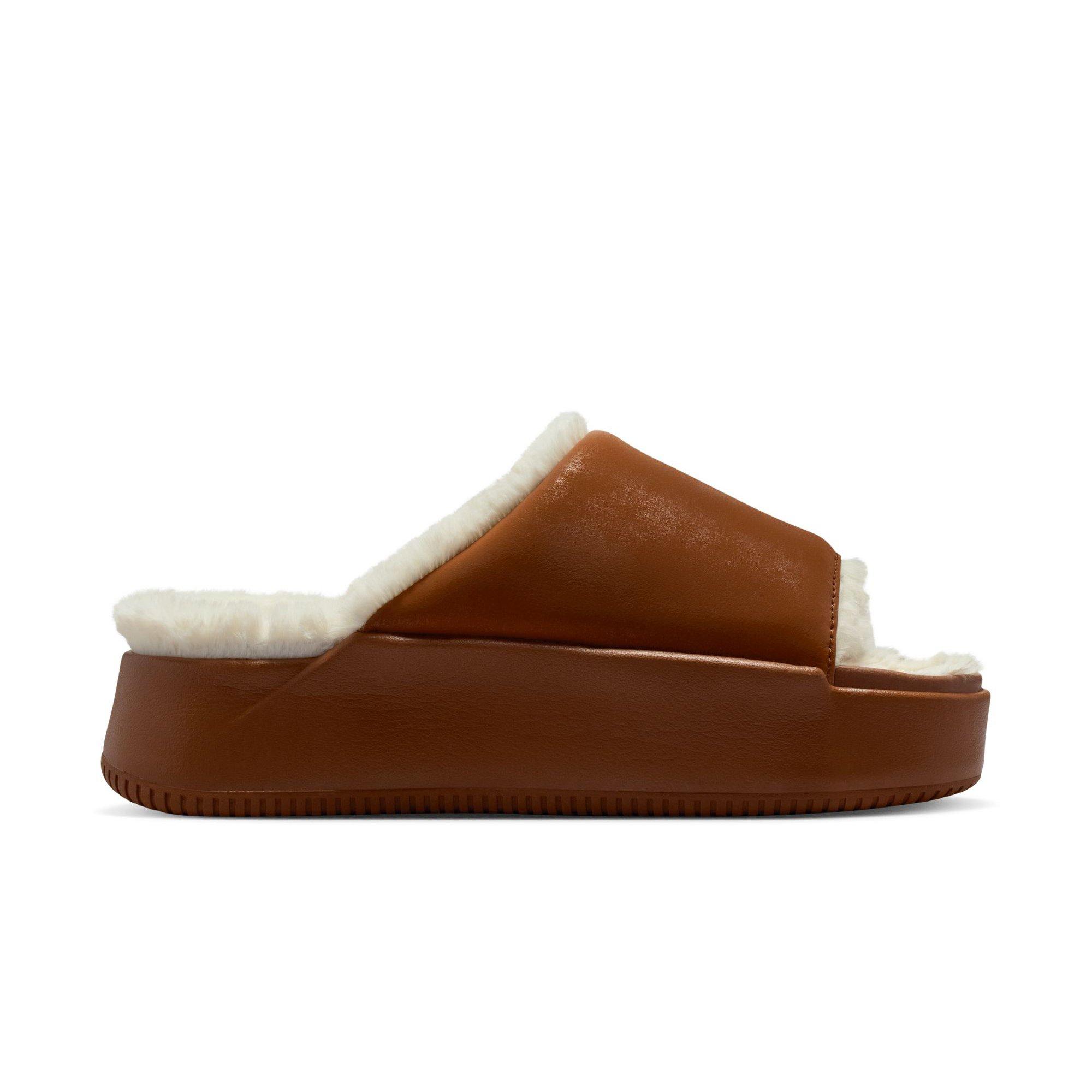 Nike Calm Elevation Fur "Lt British Tan" Women's Slide - TAN Thumbnail View 2