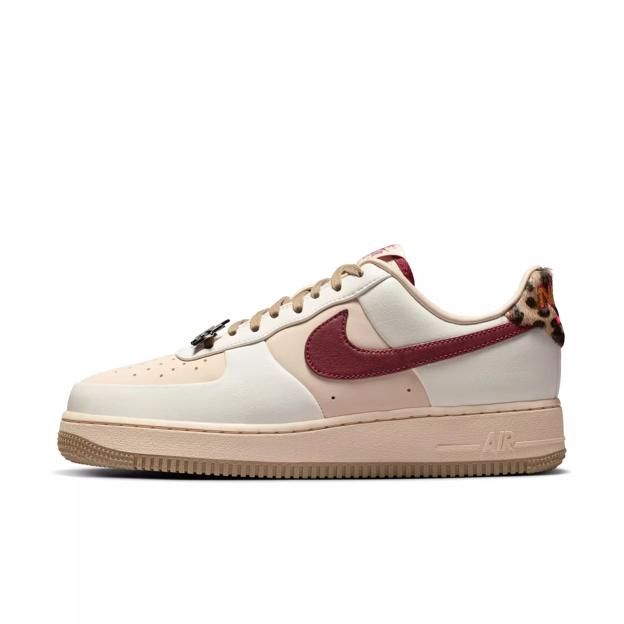 Nike Air Force 1 '07 "Pearl White/Team Red/Khaki" Women's Shoe - CREAM/RED