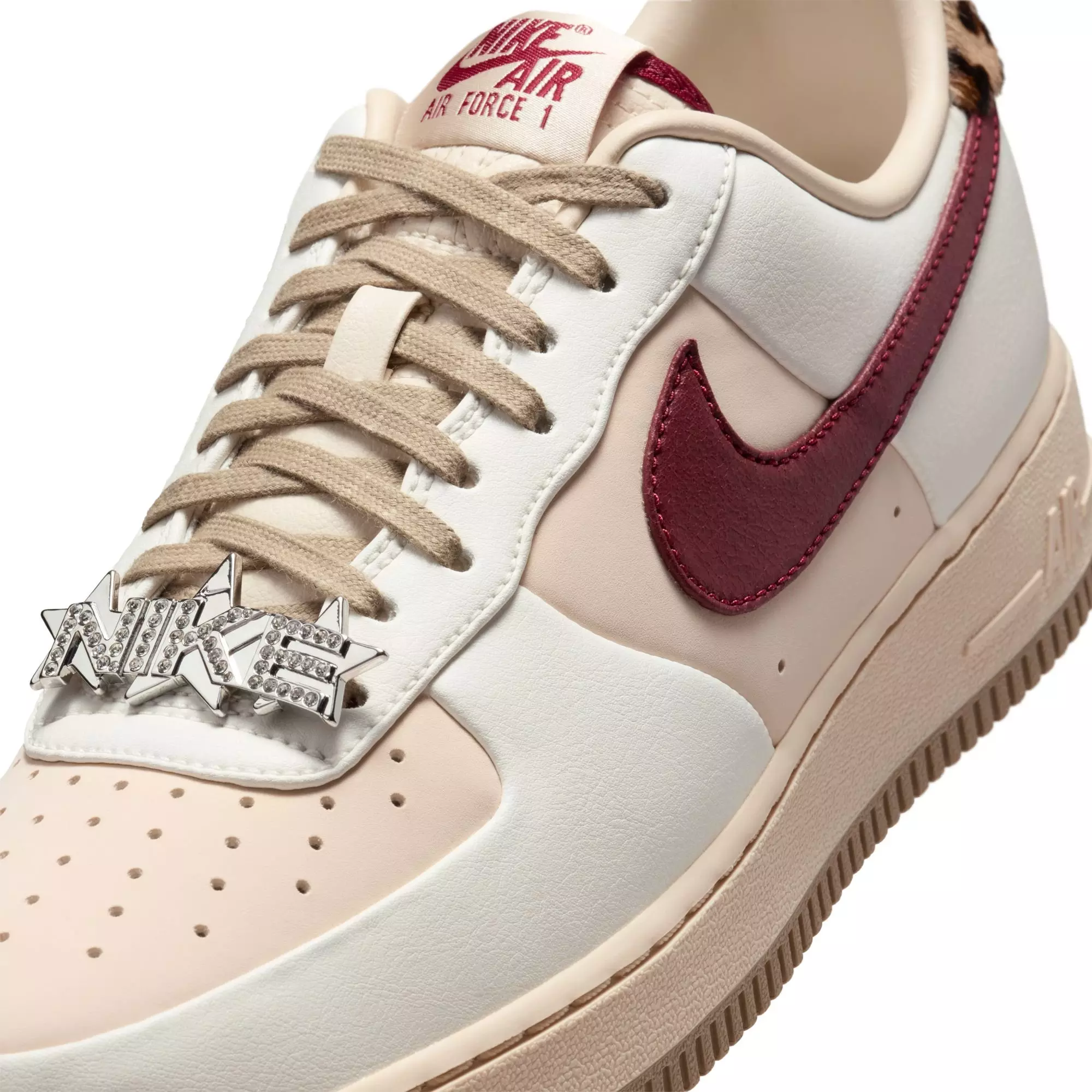 Nike Air Force 1 '07 "Pearl White/Team Red/Khaki" Women's Shoe - CREAM/RED